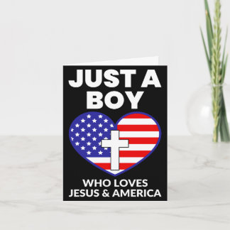 Ein Junge, der Jesus &amp; Amerika patriotisch lie Karte