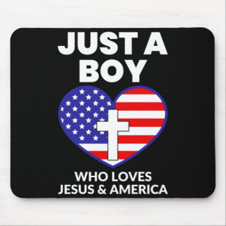 Ein Junge, der Jesus &amp; Amerika patriotisch lie Mousepad