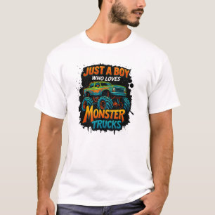 Ein Junge, der Monstertrucks liebt T-Shirt