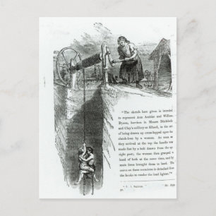 Ein Junge und ein Mädchen, das sich in eine Bergwe Postkarte