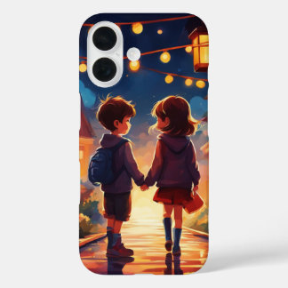 Ein Junge und ein Mädchen sind romantisch iPhone 16 Hülle