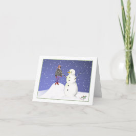 Ein Junge und ein Schneemann Karte