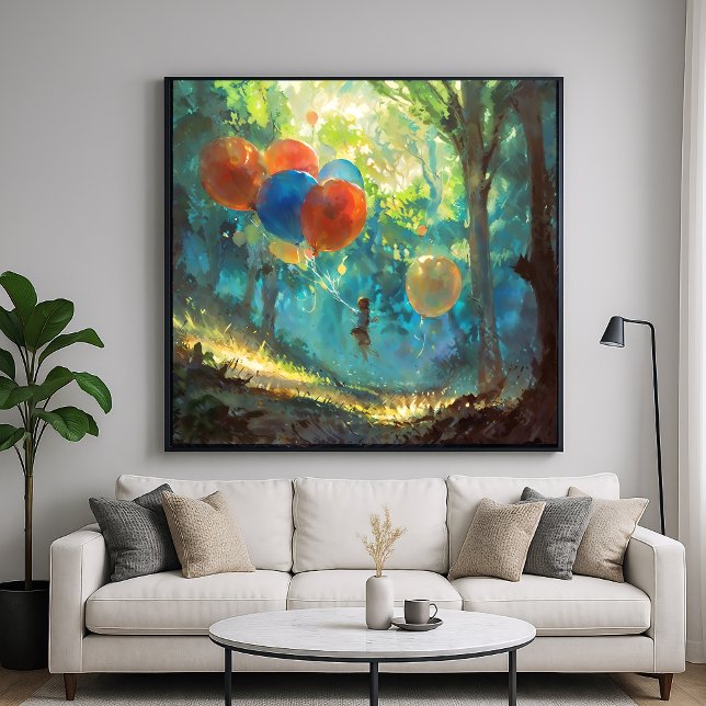 Ein Junge und sein Balloon - farbenfroher Impressi Poster (Von Creator hochgeladen)