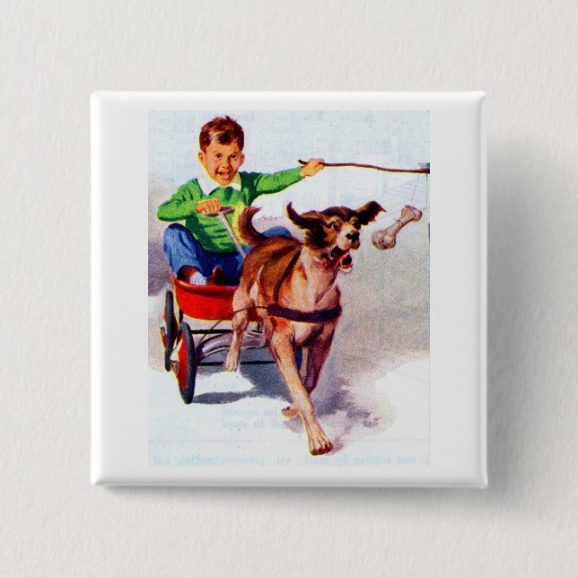 Ein Junge und sein Hundewagen Button (Vorderseite)