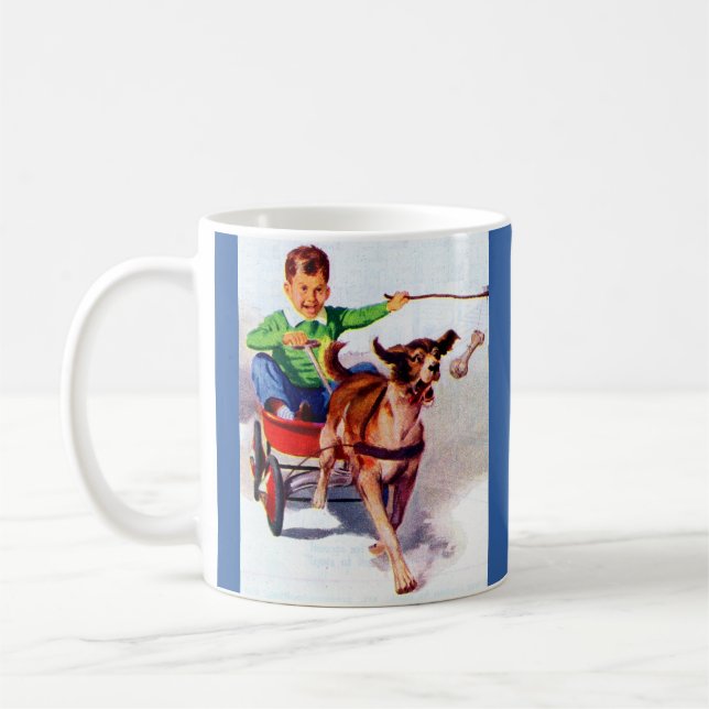 Ein Junge und sein Hundewagen Kaffeetasse (Links)