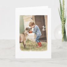 Ein Junge und seine Ziegen in Aquarell