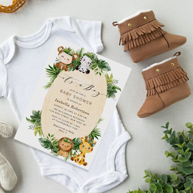 EIN JUNGE | Woodland Dschungel Babydusche Einladun Einladung (Von Creator hochgeladen)