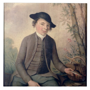Ein junger Mann-ausweidender Fisch, 1782 (Platte) Fliese