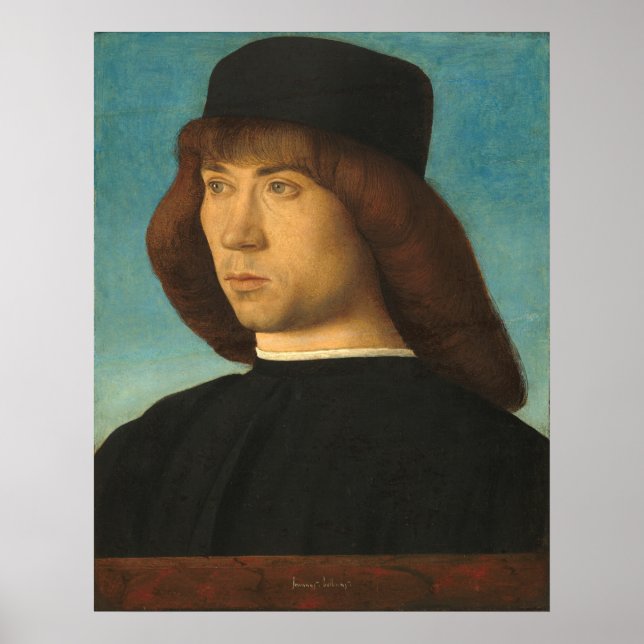 Ein junger Mann - Giovanni Bellini Kunstgedicht Poster (Vorne)