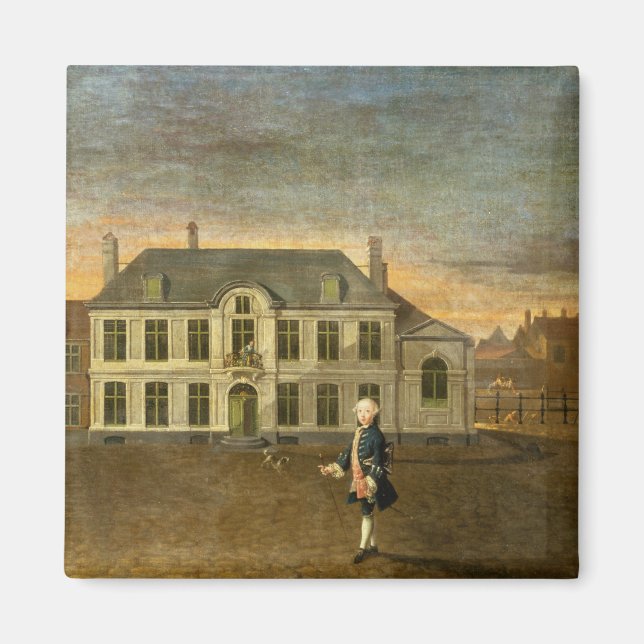 Ein junger Nobleman, der vor einem Haus Stehend is Magnet (Vorne)