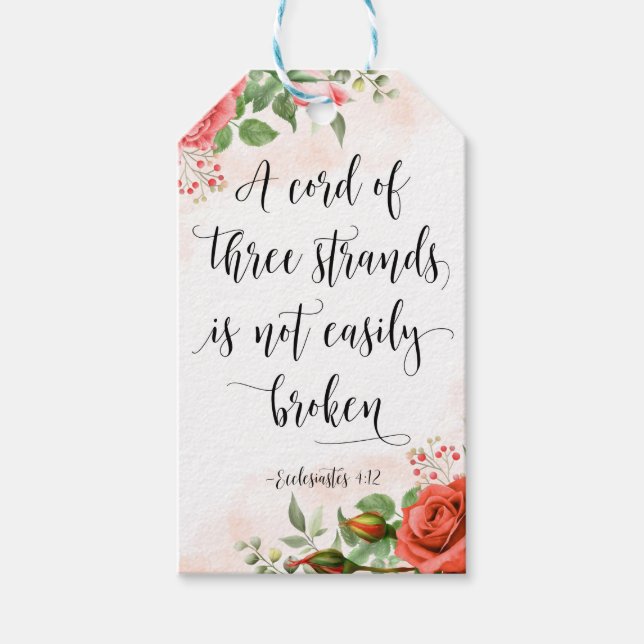Ein Kabel mit drei Stränden, ecclesiastes 4:12 Geschenkanhänger (Vorderseite)