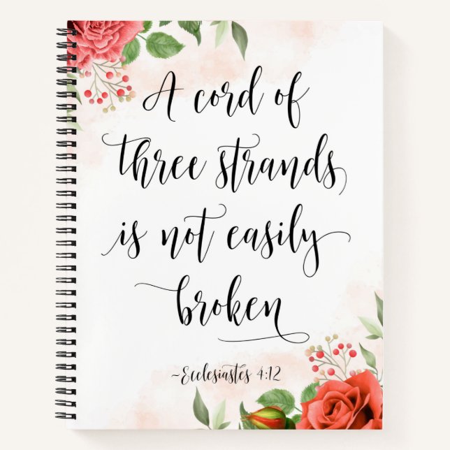 Ein Kabel mit drei Stränden, ecclesiastes 4:12 Notizbuch (Vorderseite)