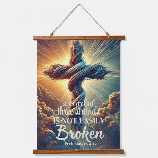 "Ein Kabel mit drei Strängen" Ecclesiastes 4:12 Wandteppich Mit Holzrahmen (Vorderseite)