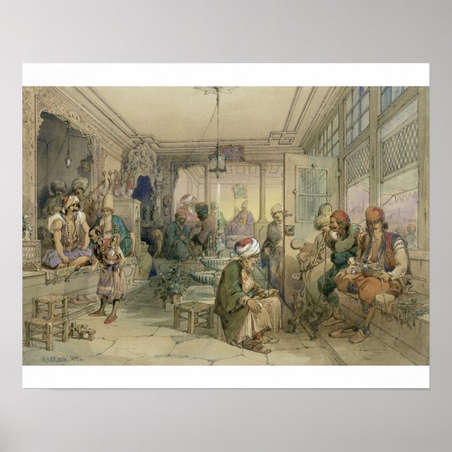 Ein Kaffeehaus, Konstantinopel, 1854 (Pen & Tinte  Poster (Vorne)