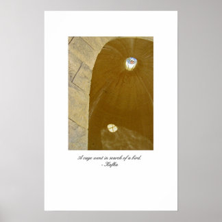 ein Käfig ging auf der Suche nach einem Vogel Poster