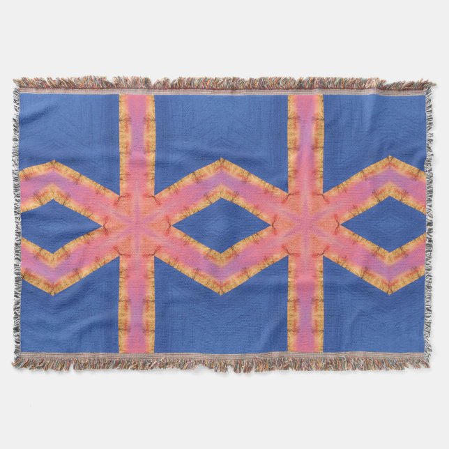 Ein Kaleidoskop eines Winterrosa, Orange und Blau Decke (Vorderseite)