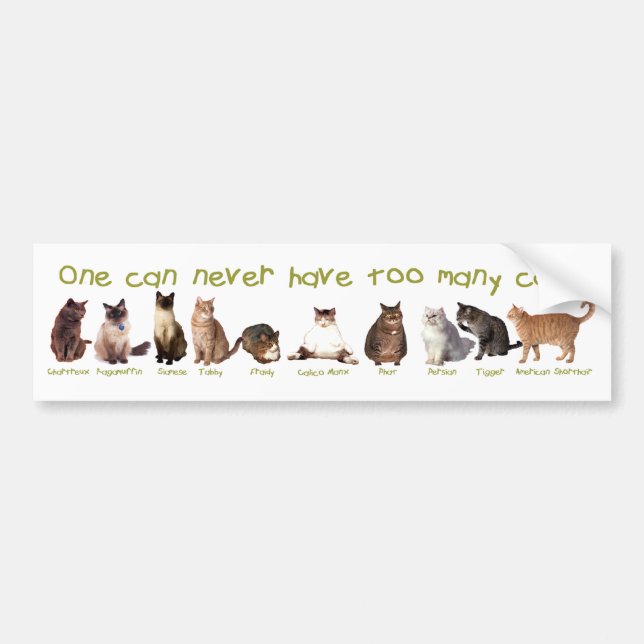 Ein kann zu viele Katzen NIE haben Autoaufkleber (Vorne)