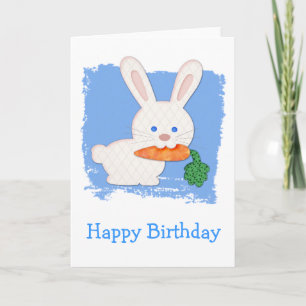 Ein Karottengequiltes weißes Kaninchen Geburtstag Karte