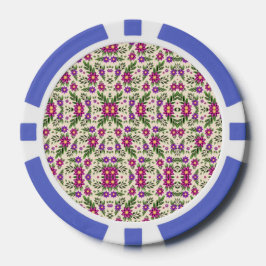 Ein Kasinochip zeigt komplizierte Blumenmuster Pokerchips