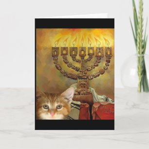 Ein Kätzchen und ein Menorah Feiertagskarte