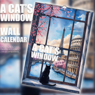 Ein Katzen-Fenster-Kalender – Eine schwarze Katze Kalender