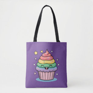 Ein Kawaii-Giggling-Kuchen mit Regenbogen-Zuckergu Tasche