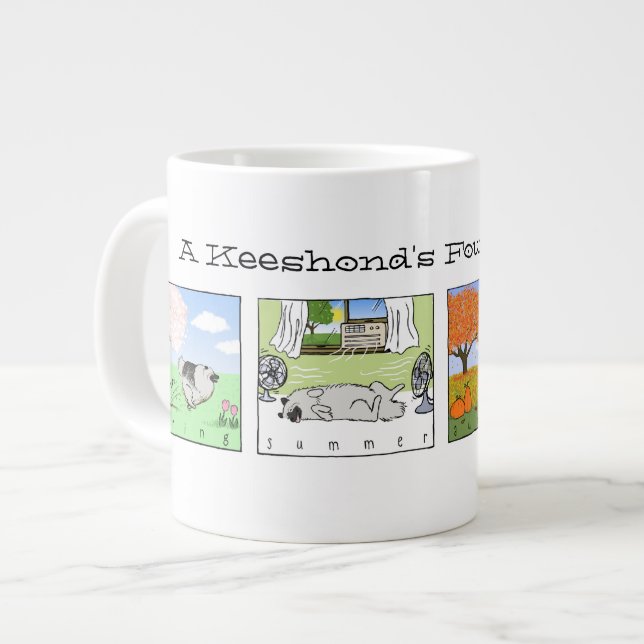 Ein Keeshond genießt die vier Jahreszeiten - Spaß  Jumbo-Tasse (Vorderseite Links)