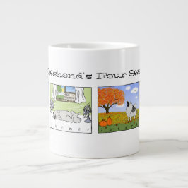 Ein Keeshond genießt die vier Jahreszeiten - Spaß Jumbo-Tasse