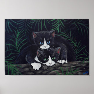 Ein-Kind-Tuxedo-Katzen malen von Darie Poster