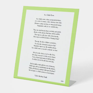 Ein Kinderzimmergedicht auf Acrylständer Mint HAMb Sockelschild