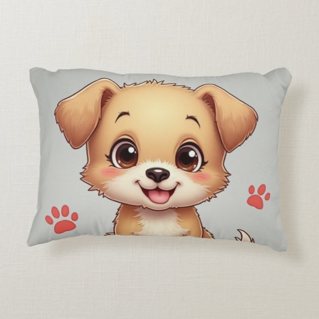 Ein Kissen mit Hund und Fußabdruck (Rückseite)