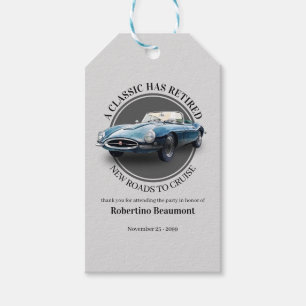 Ein Klassiker ist in Rente gegangen Blaue Auto-Ren Geschenkanhänger