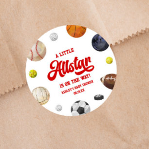 Ein kleiner Allstar ist unterwegs! Sport-Baby-Part Runder Aufkleber