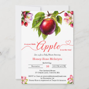 Ein kleiner Apfel ist unterwegs   Herbst-Baby-Part Einladung