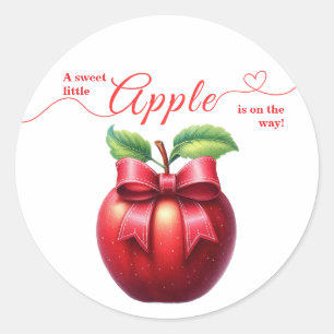 Ein kleiner Apfel ist unterwegs   Herbst-Baby-Part Runder Aufkleber