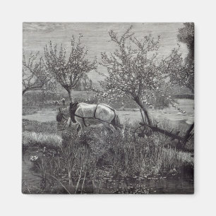 Ein kleiner Bauernhofbrunnen tilled', Pikardie Magnet