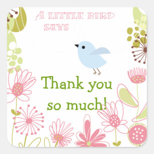 Ein kleiner Blue Bird Vielen Dank Stickers