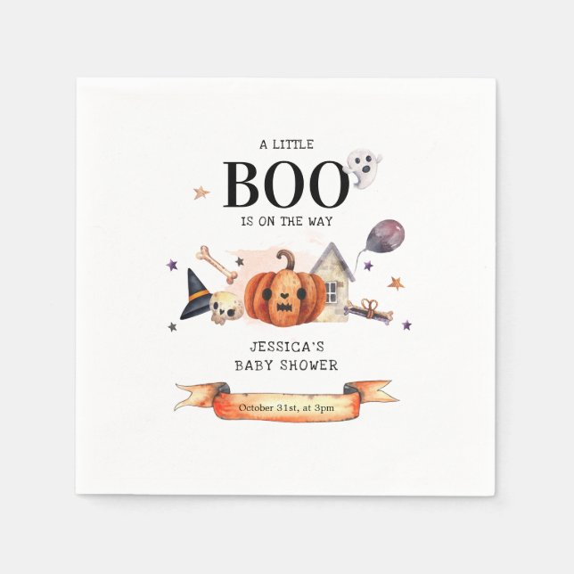 Ein kleiner Boo auf der Halloween-Kinderdusche Serviette (Vorderseite)