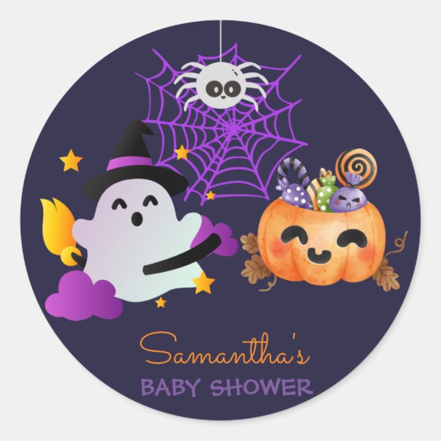 Ein kleiner Boo Custom Halloween Baby Showaufklebe Runder Aufkleber (Vorderseite)