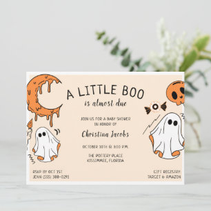 Ein kleiner Boo-Geist Halloween-Baby-Einweihung Einladung