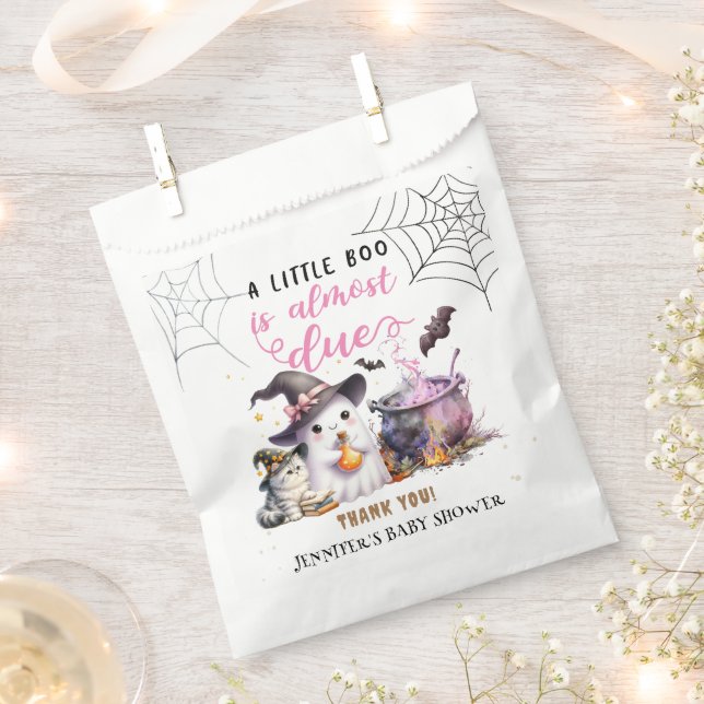 Ein kleiner Boo! Halloween Baby Shower Girl Pink Geschenktütchen (Ausgeschnitten)