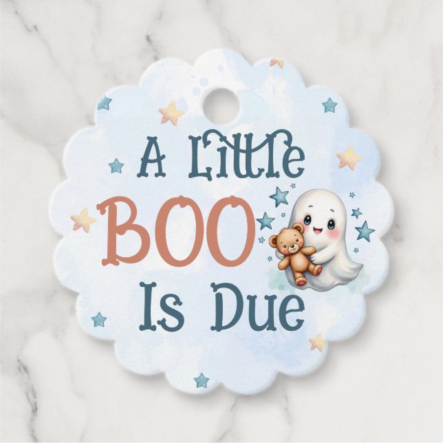 Ein kleiner Boo ist das Niedliche Baby Boy Ghost C Geschenkanhänger (Vorderseite)
