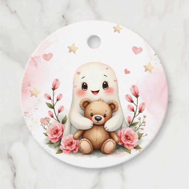 Ein kleiner Boo ist das Niedliche Baby Girl Ghost  Geschenkanhänger (Vorderseite)