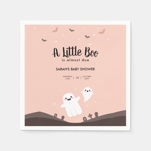 Ein kleiner Boo ist fast das passende Baby Duschko Serviette (Vorderseite)