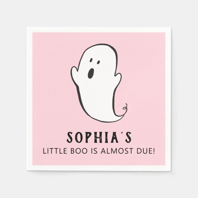Ein kleiner Boo ist fast das passende Pink Hallowe Serviette (Vorderseite)