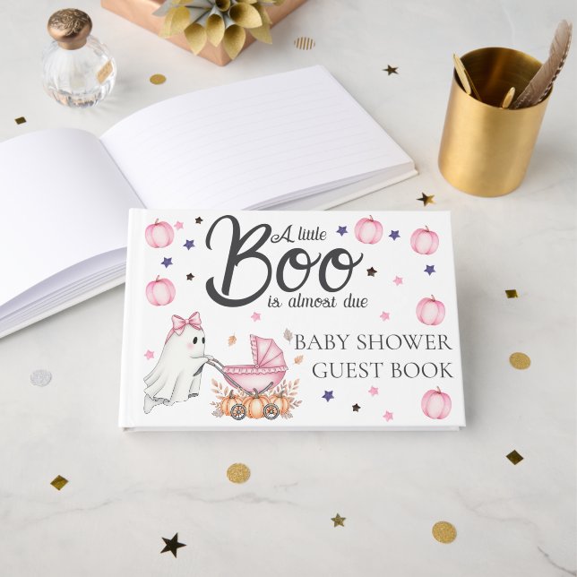 Ein kleiner Boo ist fast die richtige Pink-Babydus Gästebuch (Vorderseite Offen)
