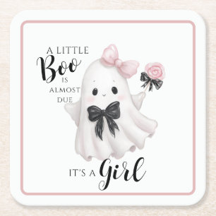 Ein kleiner Boo ist fast fällig - Halloween ist ei Rechteckiger Pappuntersetzer