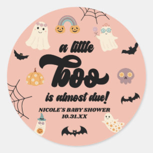 Ein kleiner Boo ist fast fällig! Halloween-Kinderd Runder Aufkleber