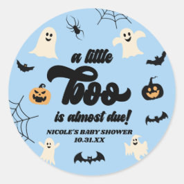 Ein kleiner Boo ist fast fällig! Halloween-Kinderd Runder Aufkleber