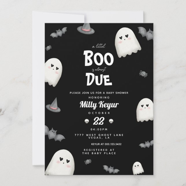 Ein kleiner Boo ist fast gerade wegen Halloween-Ki Einladung (Vorderseite)